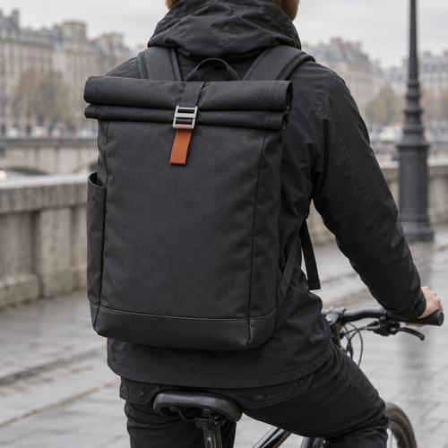 Axis Rolltop Pack in a realistic travel setting
