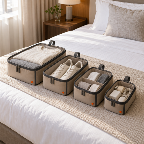 Cabin Stack Modular Set in a realistic travel setting